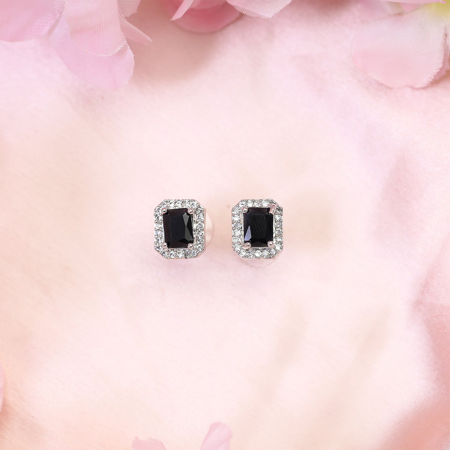 Square AD Stone Pendant Necklace, Earrings & Ring Jewellery Set for Women