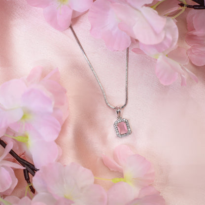 Square AD Stone Pendant Necklace, Earrings & Ring Jewellery Set for Women