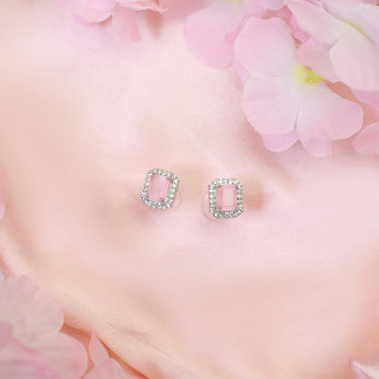 Square AD Stone Pendant Necklace, Earrings & Ring Jewellery Set for Women
