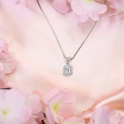Square AD Stone Pendant Necklace, Earrings & Ring Jewellery Set for Women