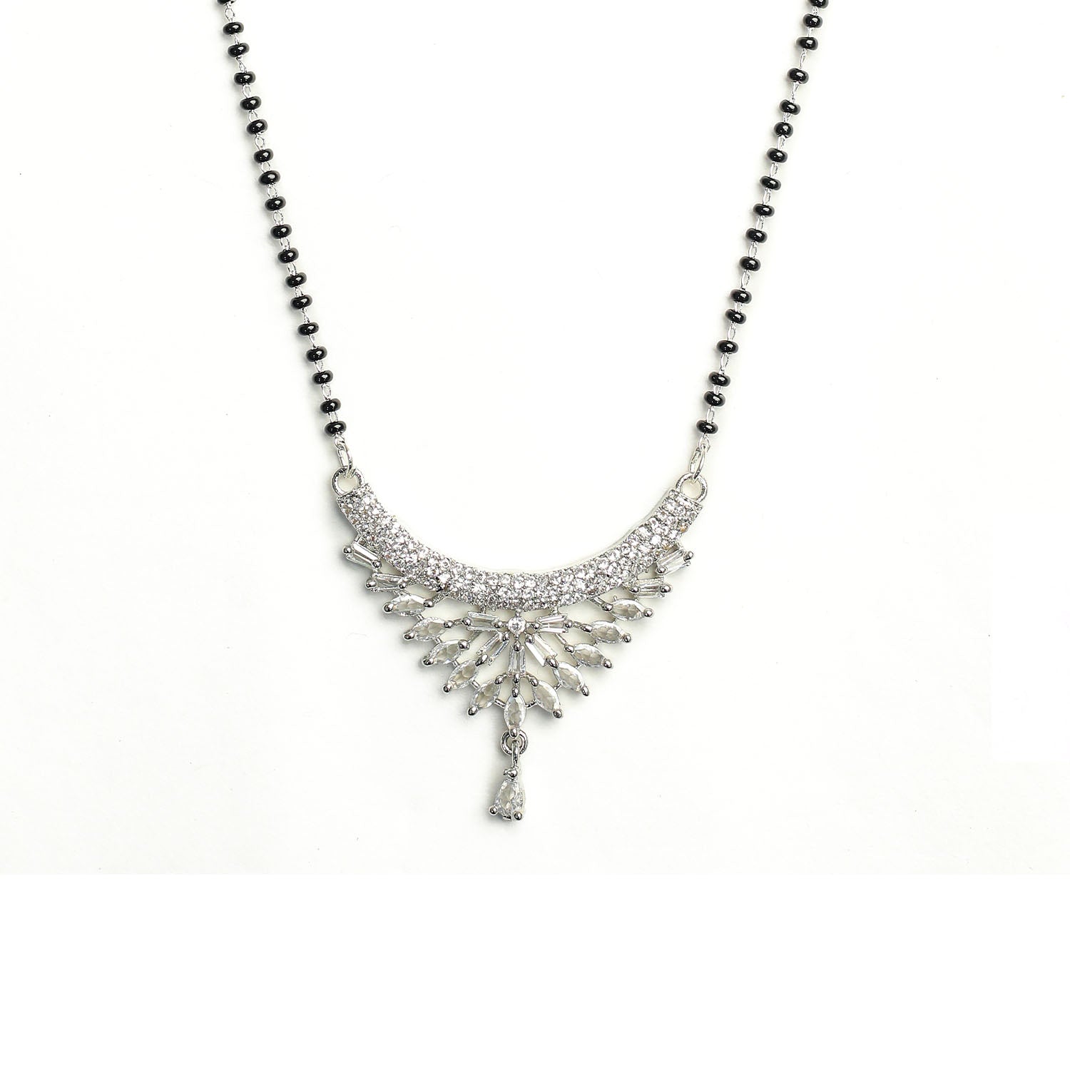 Elegant Leaf Patterned American Diamond Mangalsutra