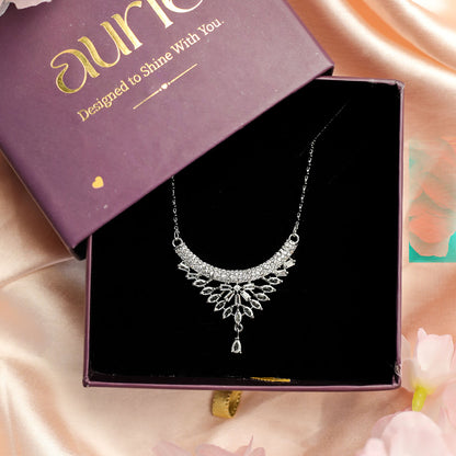 Elegant Leaf Patterned American Diamond Mangalsutra
