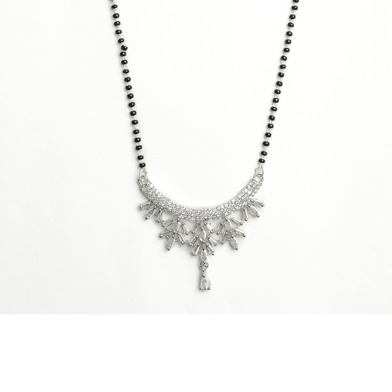 Elegant Crescent Patterned American Diamond Mangalsutra