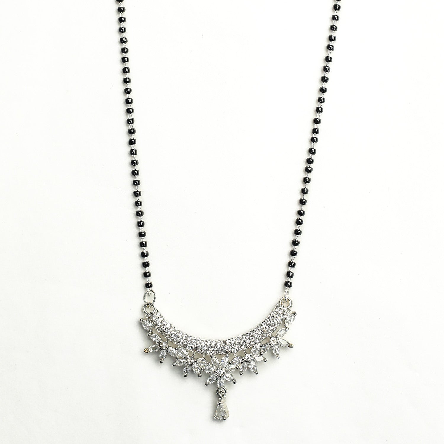 Elegant Floral Patterned American Diamond Mangalsutra