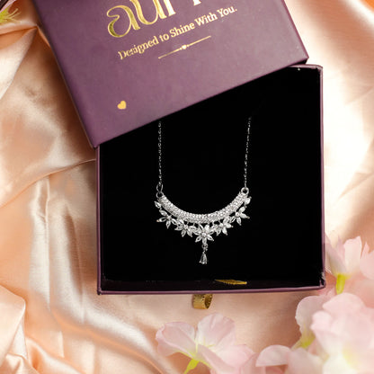 Elegant Floral Patterned American Diamond Mangalsutra