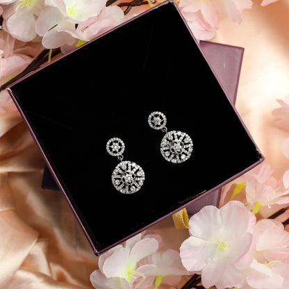 Distinctive Double Flower AD Mangalsutra With Earrings