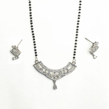 Intricate Crescent AD Mangalsutra with Earrings