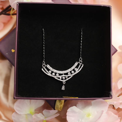Intricate Crescent AD Mangalsutra with Earrings