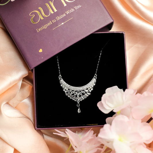 Elegant Rose Patterned American Diamond Mangalsutra