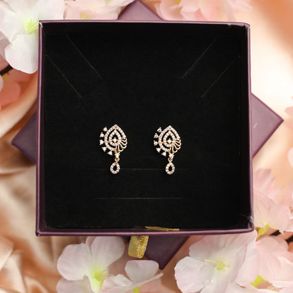 Distinctive Wave Flower AD Mangalsutra With Earrings