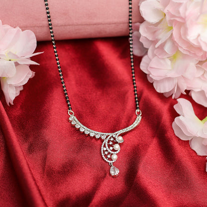 AURIE Leaf Wave American Diamond Mangalsutrawith Earrings