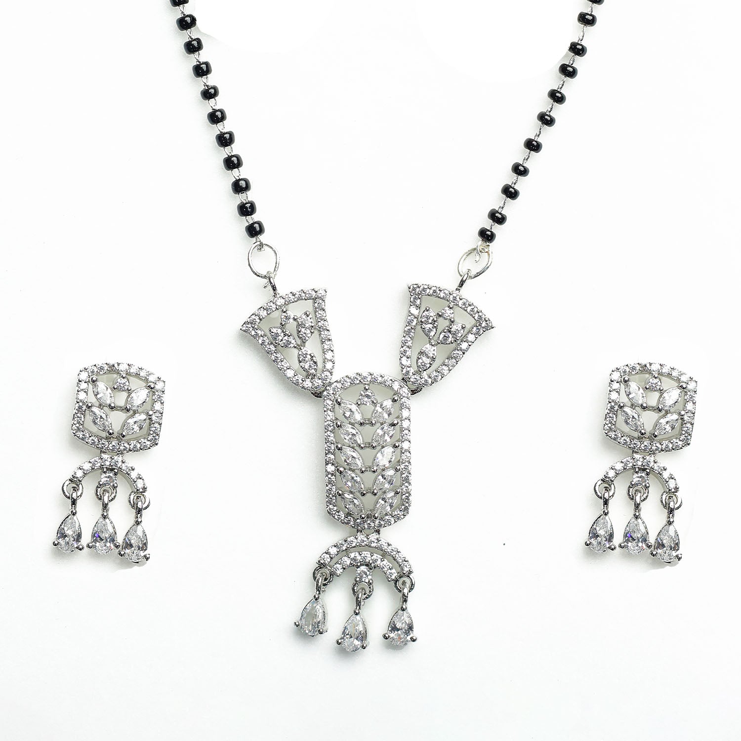 AURIE Arch Wave American Diamond Mangalsutra with Earrings