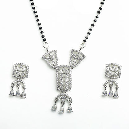 AURIE Arch Wave American Diamond Mangalsutra with Earrings