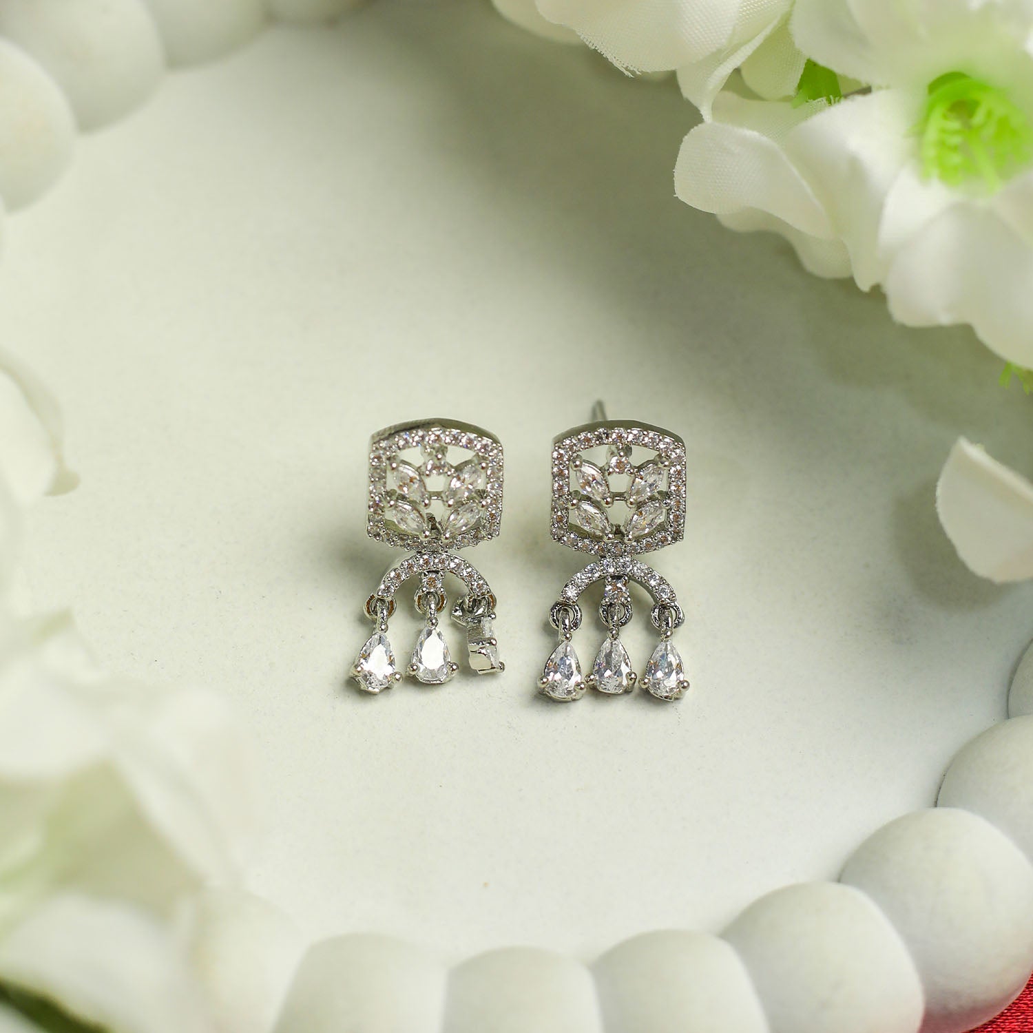AURIE Arch Wave American Diamond Mangalsutra with Earrings