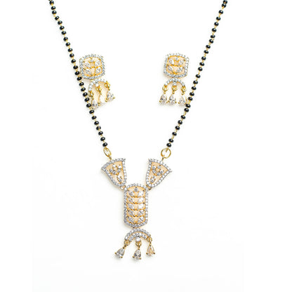 AURIE Arch Wave American Diamond Mangalsutra with Earrings