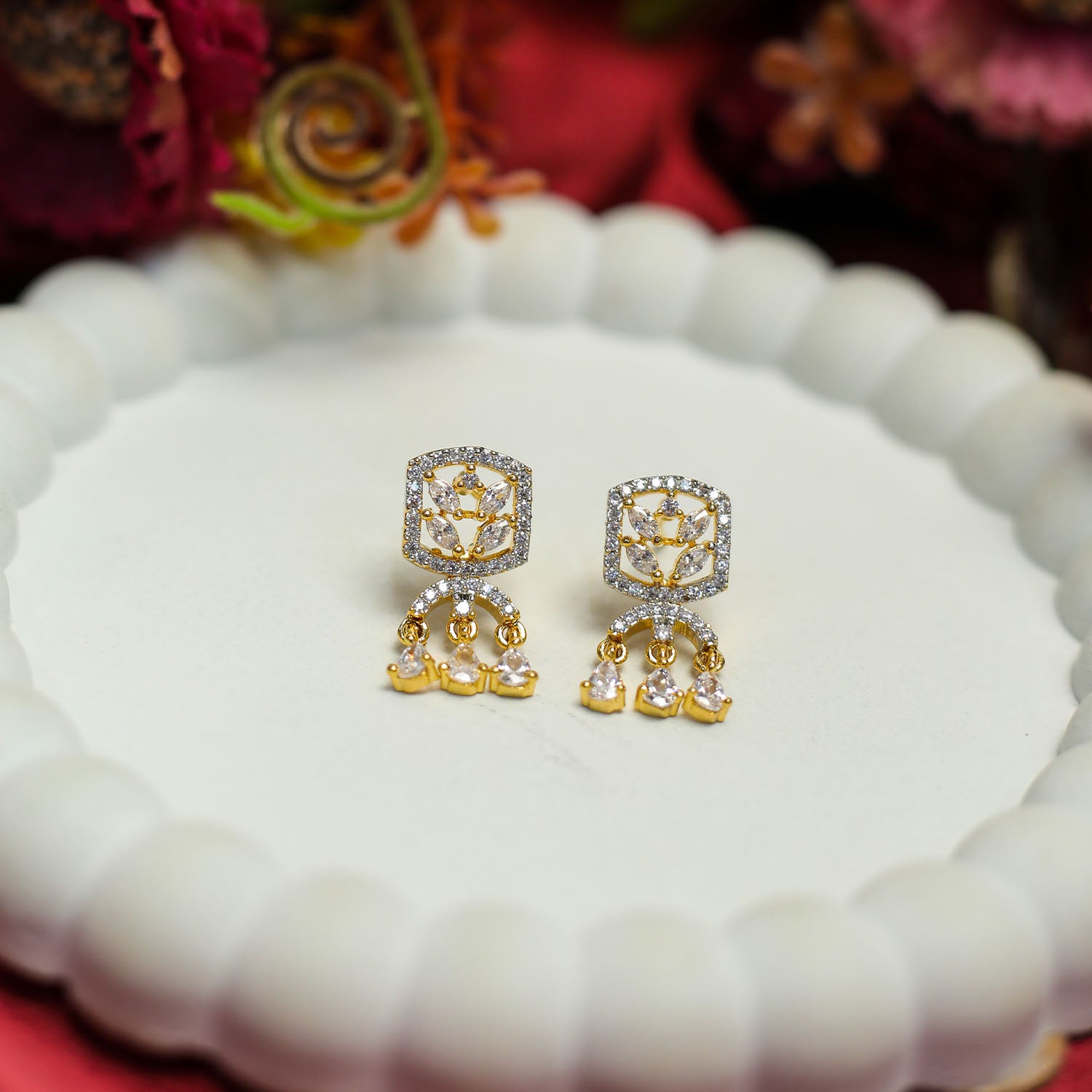 AURIE Arch Wave American Diamond Mangalsutra with Earrings