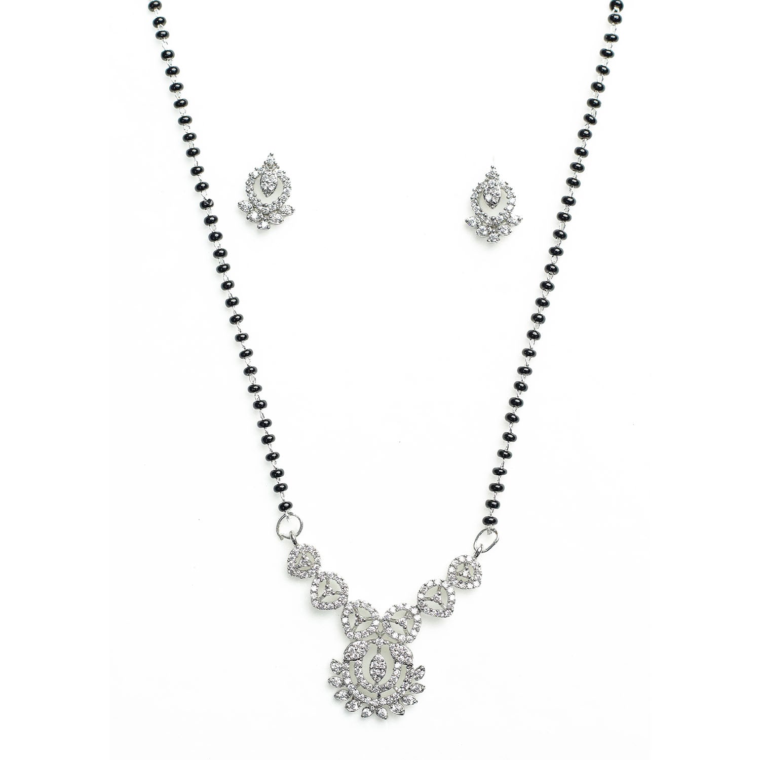 AURIE Swirl American Diamond Mangalsutra with Earrings