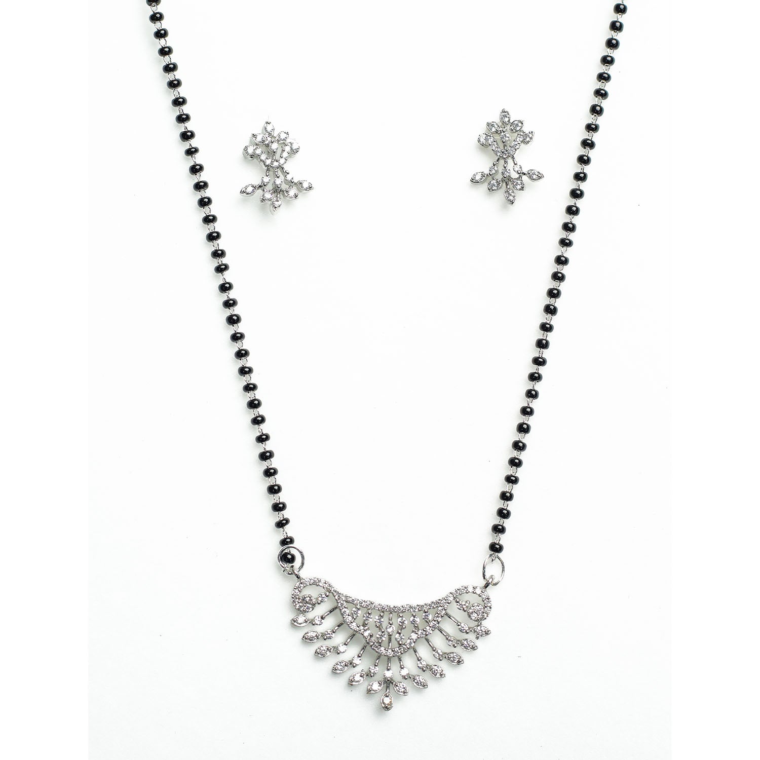 AURIE Bloom Strand American Diamond Mangalsutra with Earrings