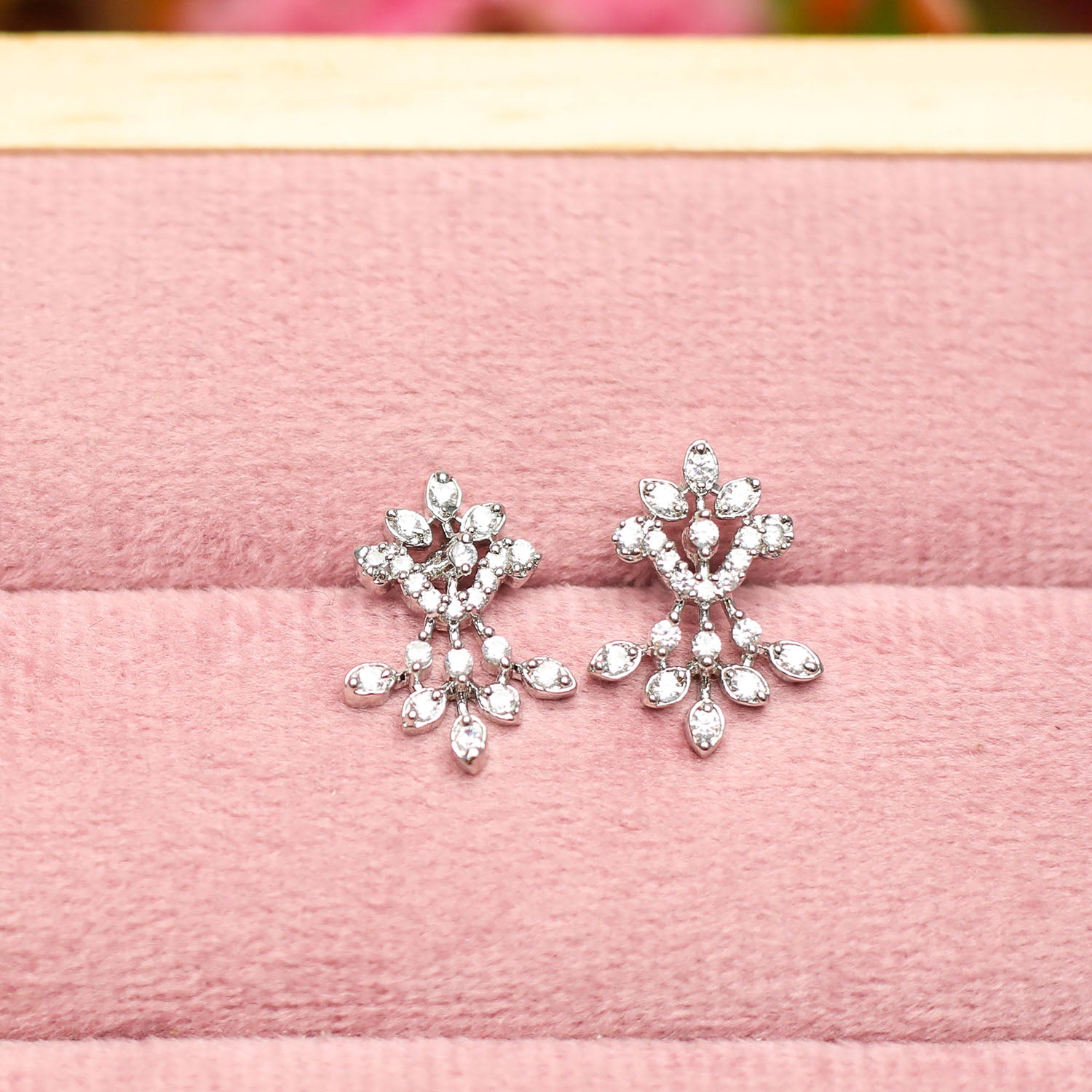 AURIE Bloom Strand American Diamond Mangalsutra with Earrings