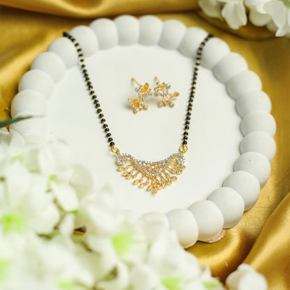 AURIE Bloom Strand American Diamond Mangalsutra with Earrings