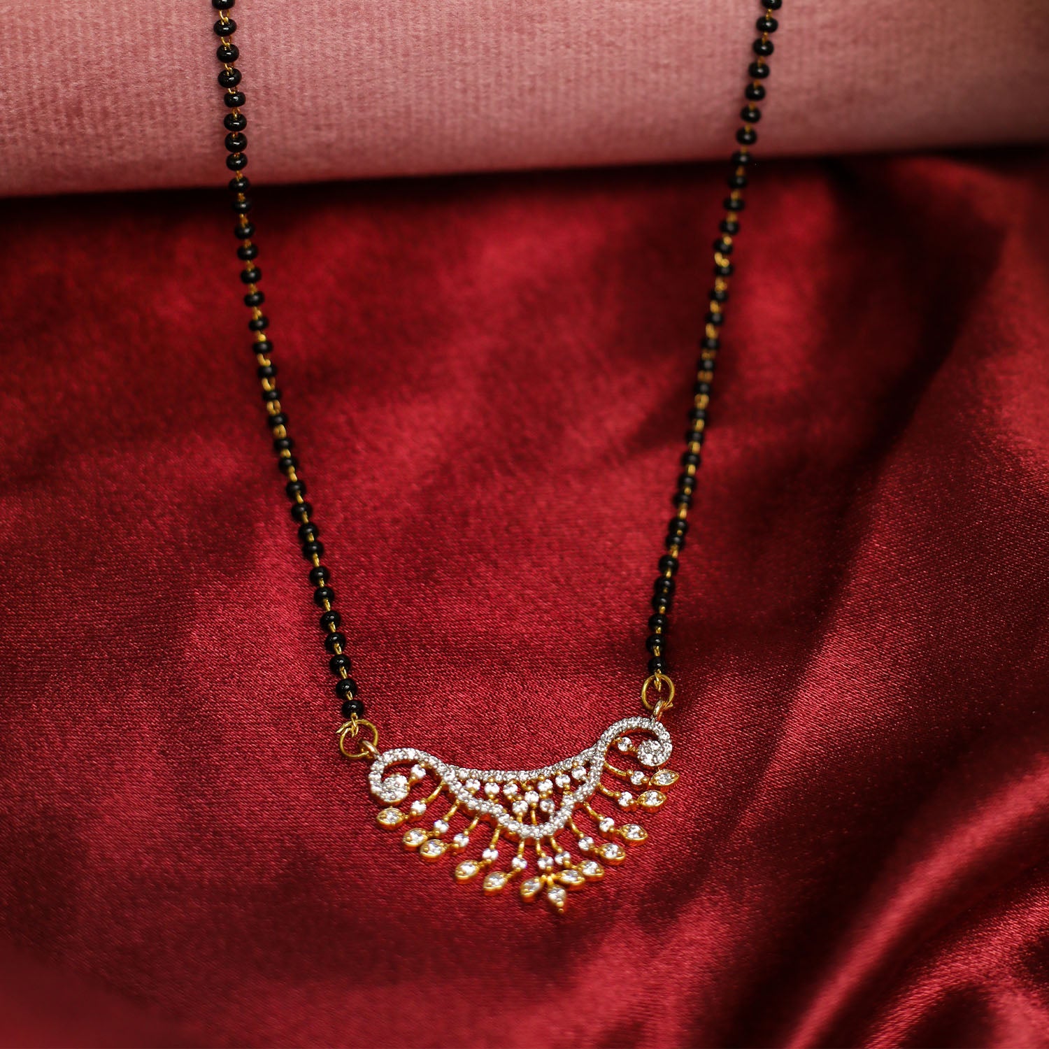 AURIE Bloom Strand American Diamond Mangalsutra with Earrings