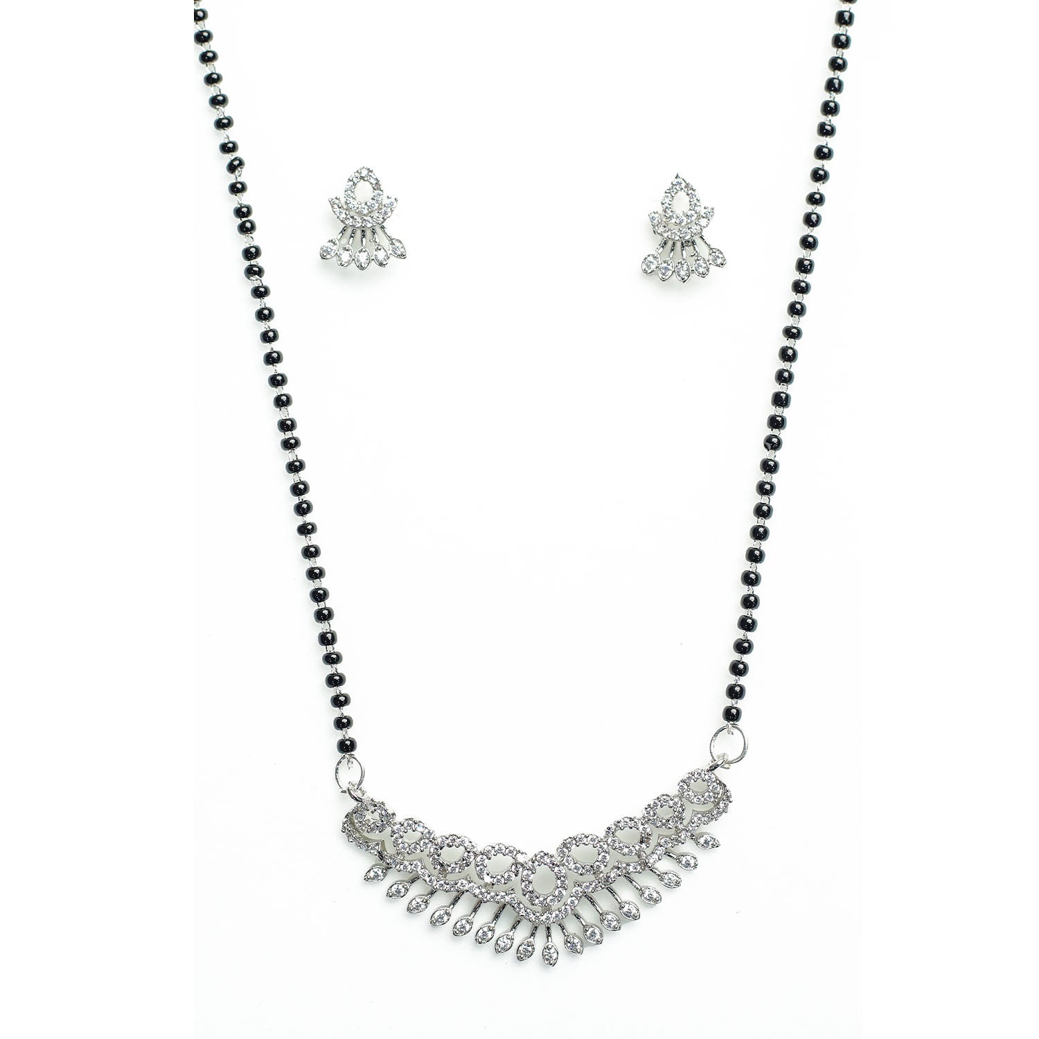 AURIE Snow Strand American Diamond Mangalsutra with Earrings