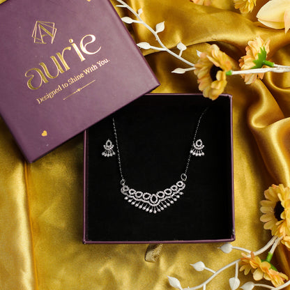 AURIE Snow Strand American Diamond Mangalsutra with Earrings