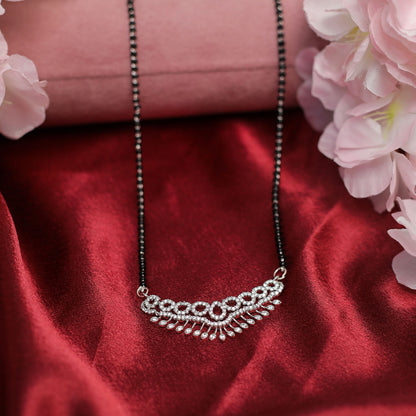 AURIE Snow Strand American Diamond Mangalsutra with Earrings