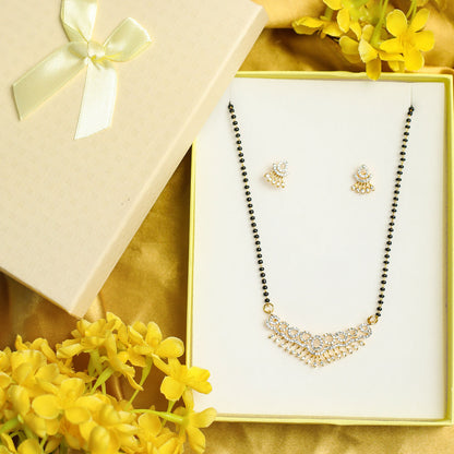 AURIE Snow Strand American Diamond Mangalsutra with Earrings