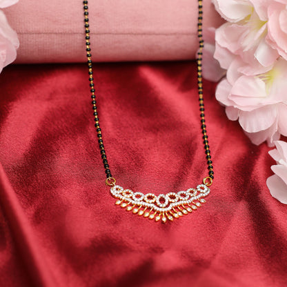 AURIE Snow Strand American Diamond Mangalsutra with Earrings