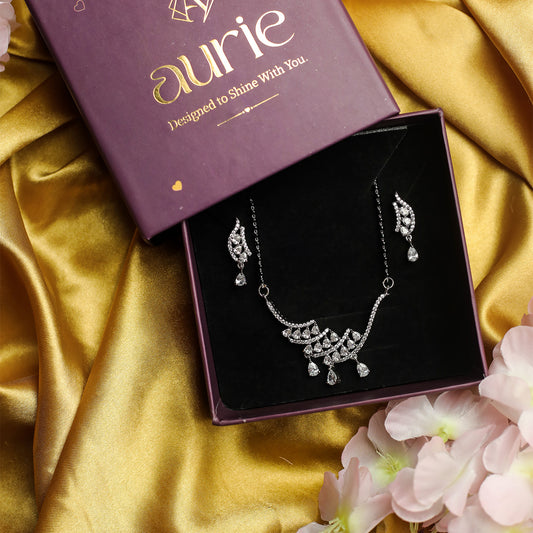 AURIE Paradise American Diamond Mangalsutra with Earrings