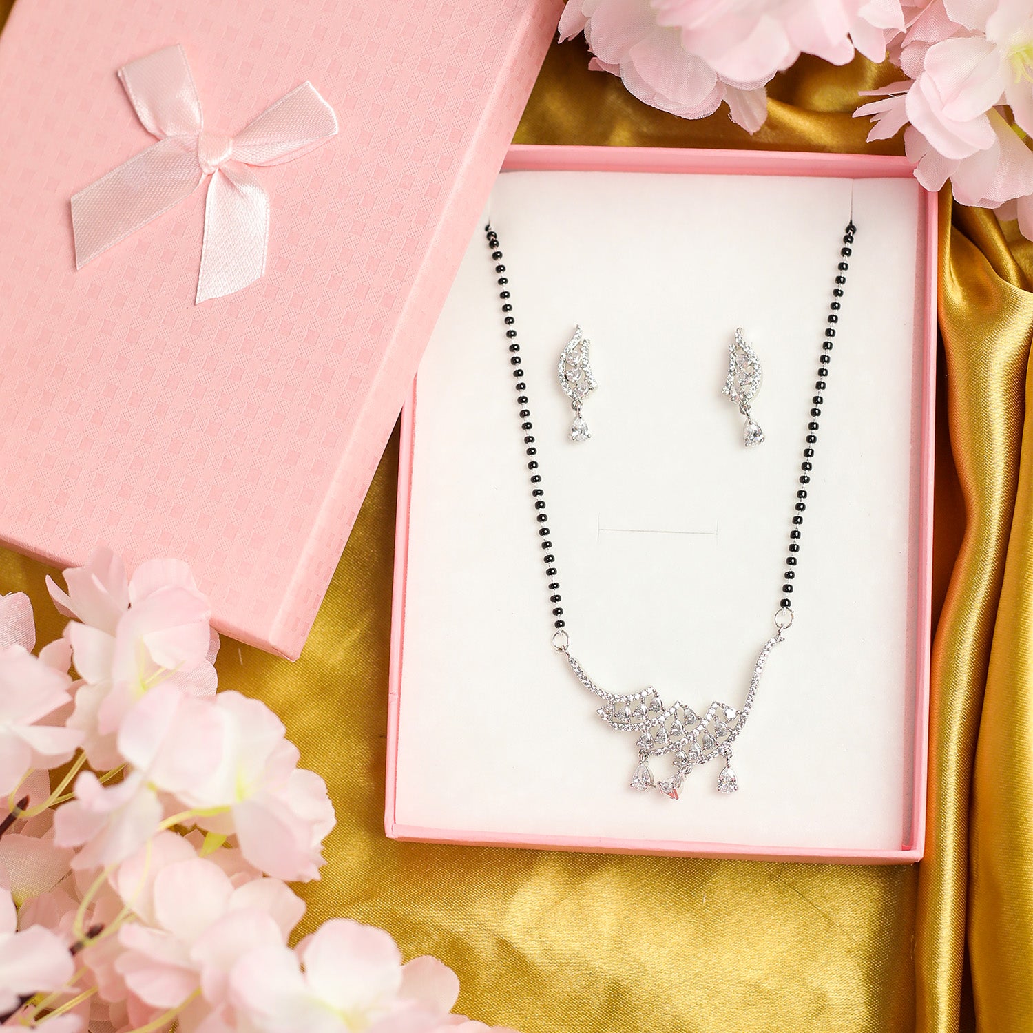 AURIE Paradise American Diamond Mangalsutra with Earrings