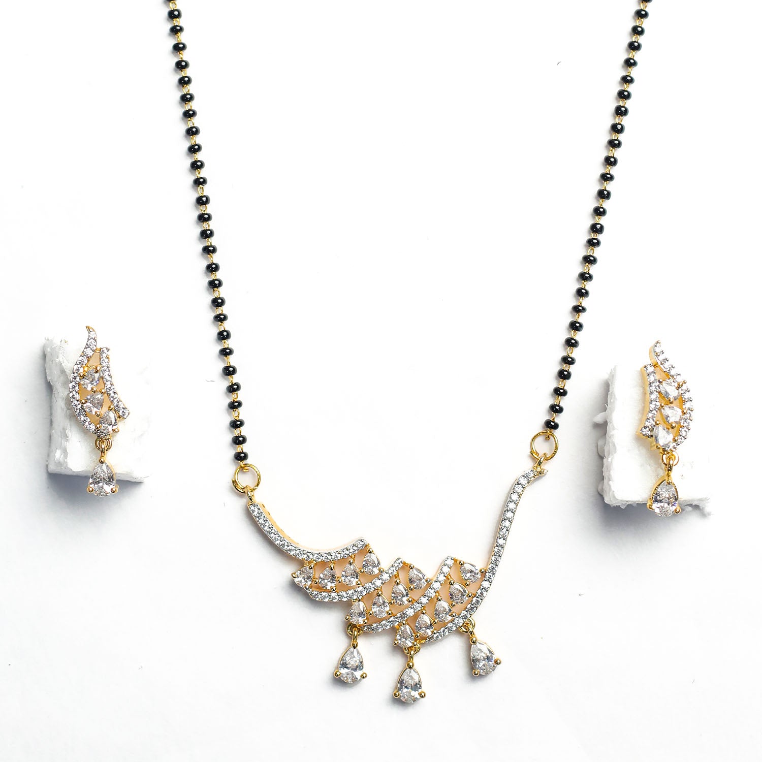 AURIE Paradise American Diamond Mangalsutra with Earrings