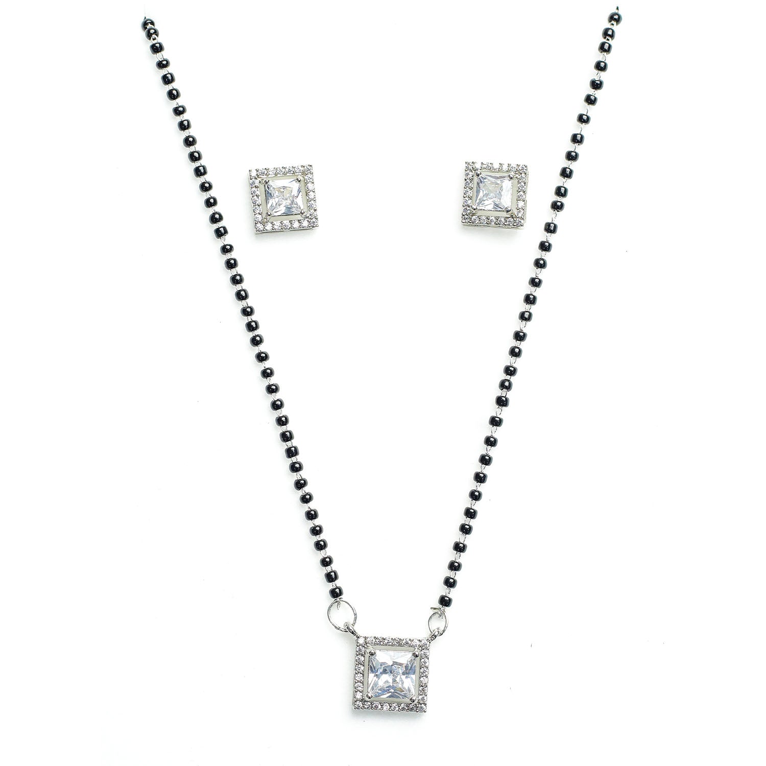 AURIE Snow Stone American Diamond Mangalsutra with Earrings
