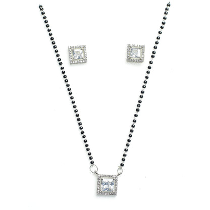 AURIE Snow Stone American Diamond Mangalsutra with Earrings