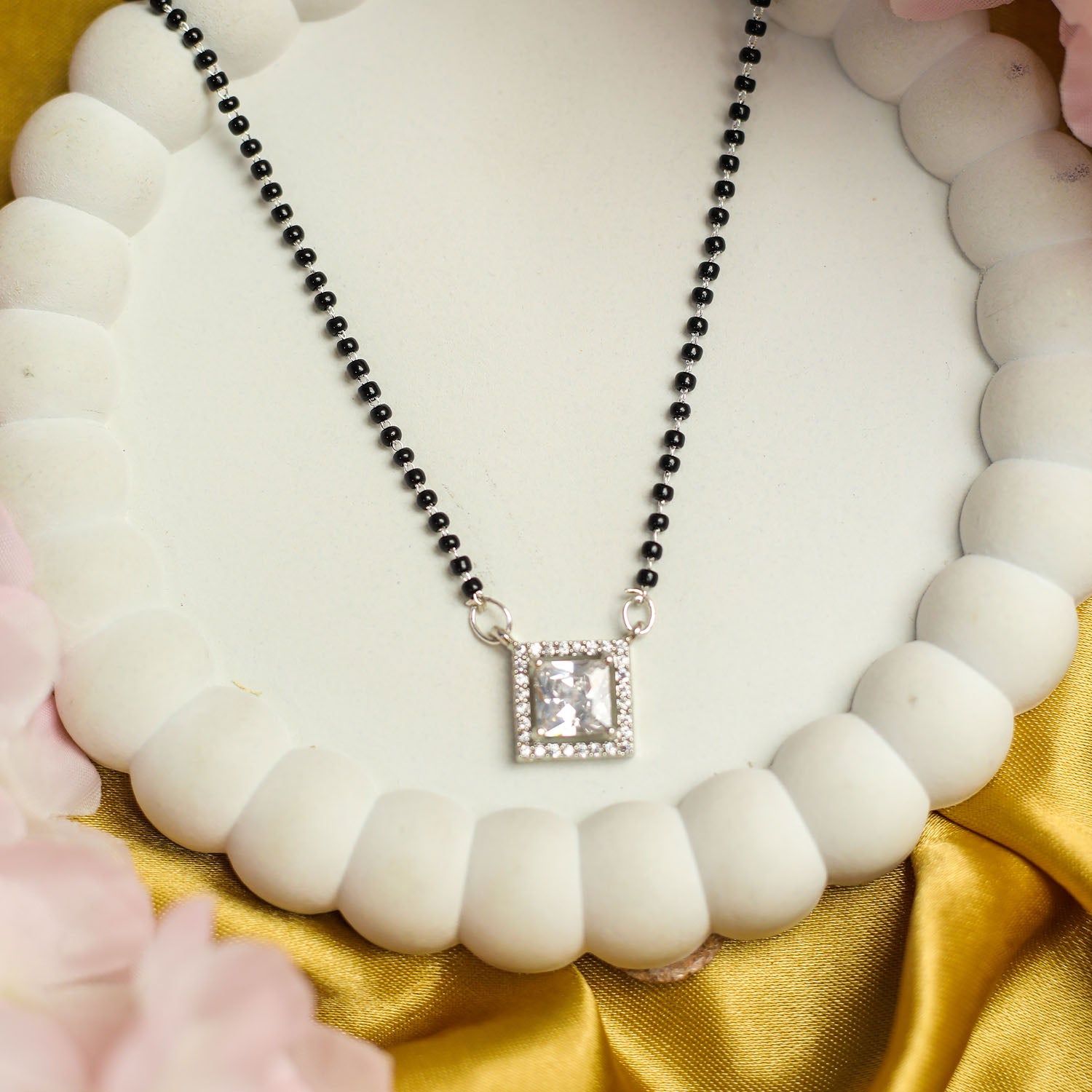 AURIE Snow Stone American Diamond Mangalsutra with Earrings