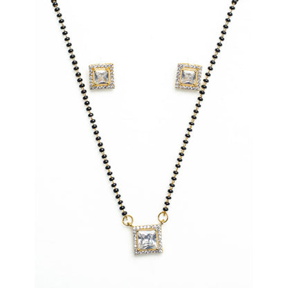 AURIE Snow Stone American Diamond Mangalsutra with Earrings