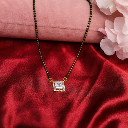 AURIE Snow Stone American Diamond Mangalsutra with Earrings
