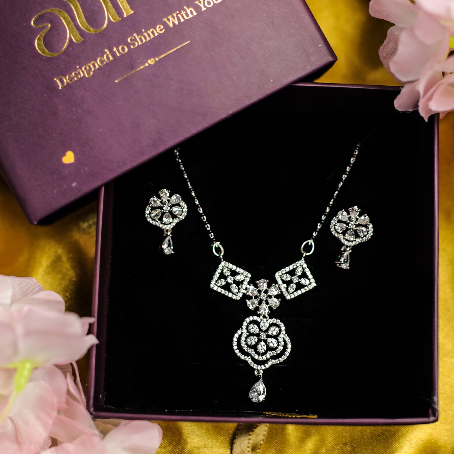AURIE Enticing American Diamond Mangalsutra with Earrings