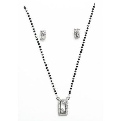 AURIE Rectangular American Diamond Mangalsutra with Earrings