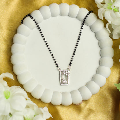 AURIE Rectangular American Diamond Mangalsutra with Earrings
