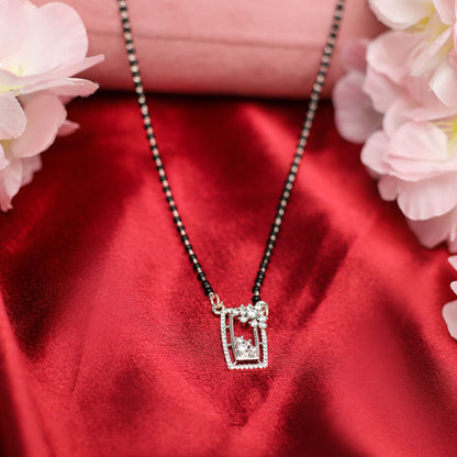 AURIE Rectangular American Diamond Mangalsutra with Earrings