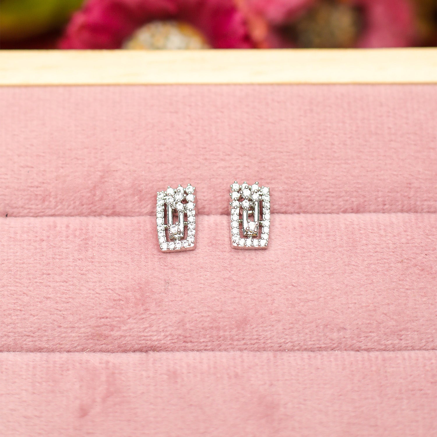 AURIE Rectangular American Diamond Mangalsutra with Earrings