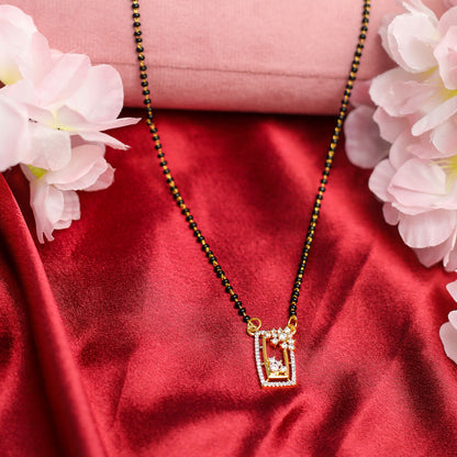 AURIE Rectangular American Diamond Mangalsutra with Earrings
