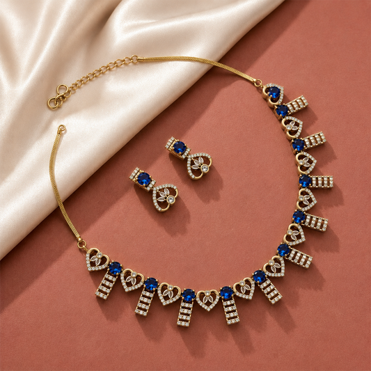 Enchanting AD Stone Heart Shape Necklace Set for Girls & Women's