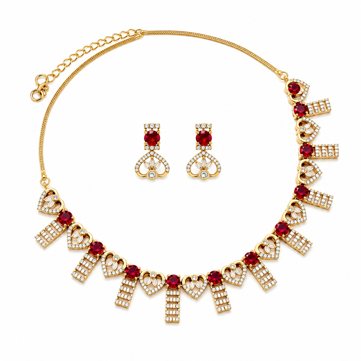Enchanting AD Stone Heart Shape Necklace Set for Girls & Women's