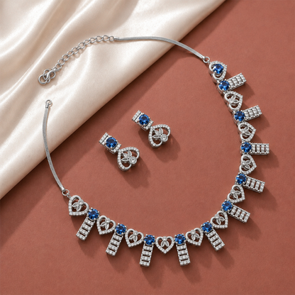Enchanting AD Stone Heart Shape Necklace Set for Girls & Women's