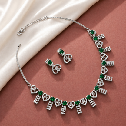 Enchanting AD Stone Heart Shape Necklace Set for Girls & Women's