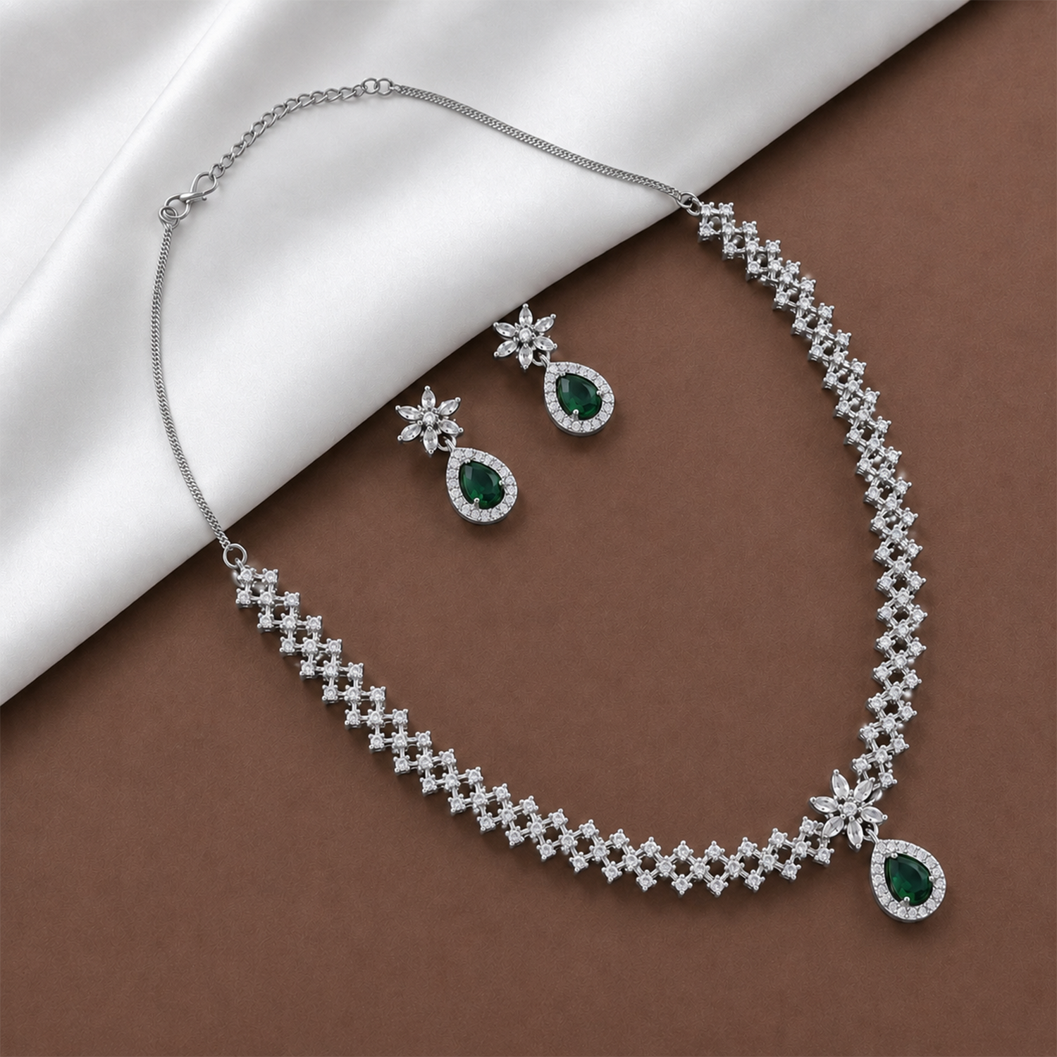 Shiny Sparkling Floral Necklace Set for Girls & Women's