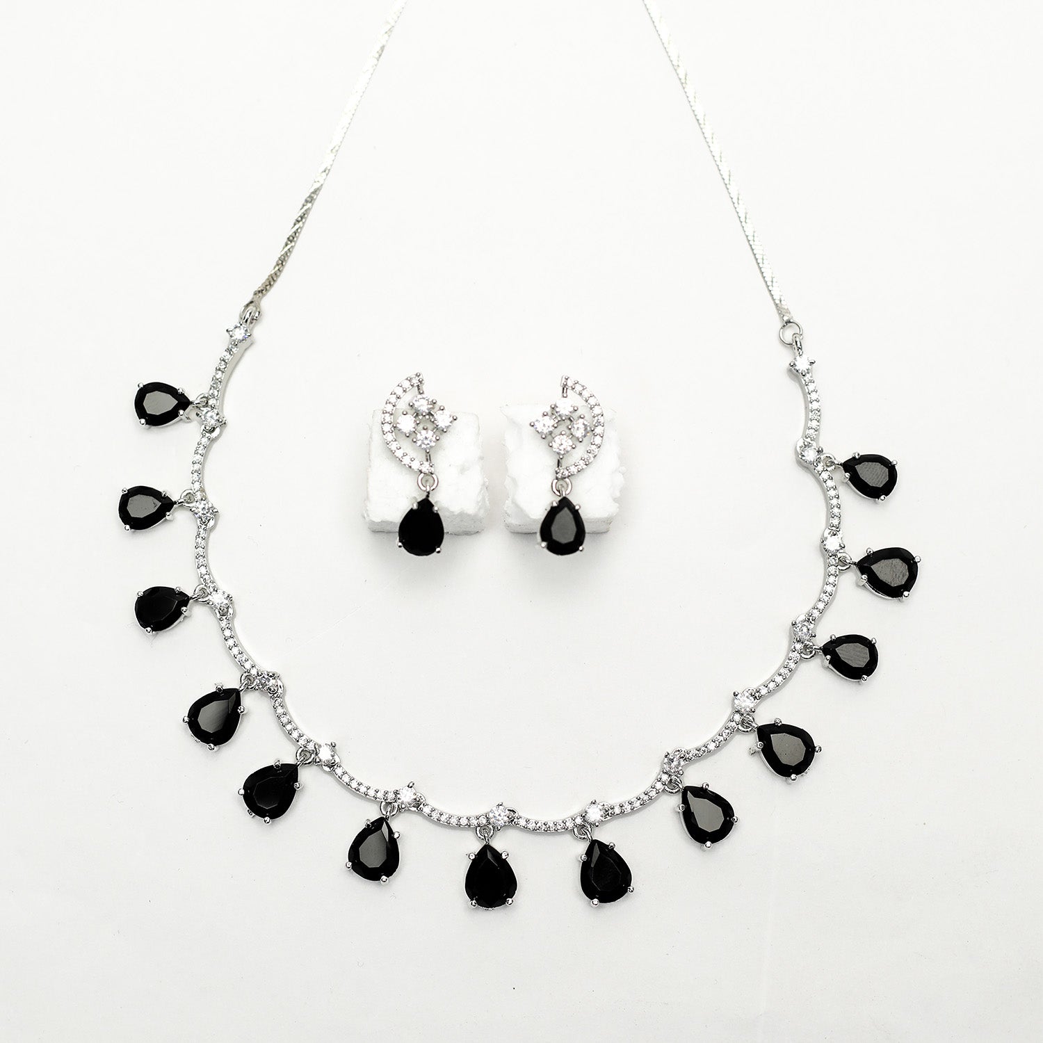 Multicolor Teardrop Stone Necklace Set for Girls & Women's